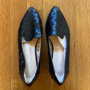 Black patterned block heel